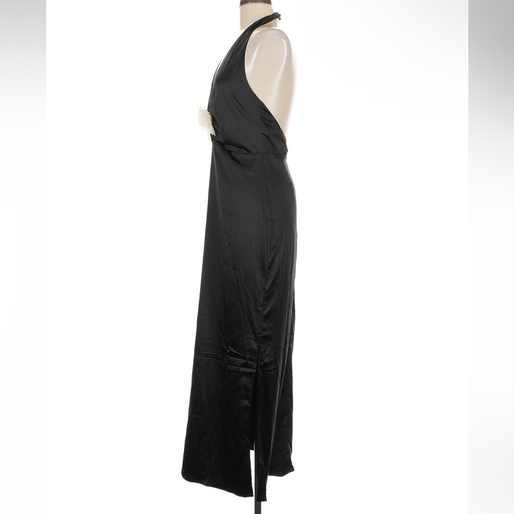 12th Tribe Pia Black & White Satin Rosette Halter Dress - Size M - Picture 9 of 11
